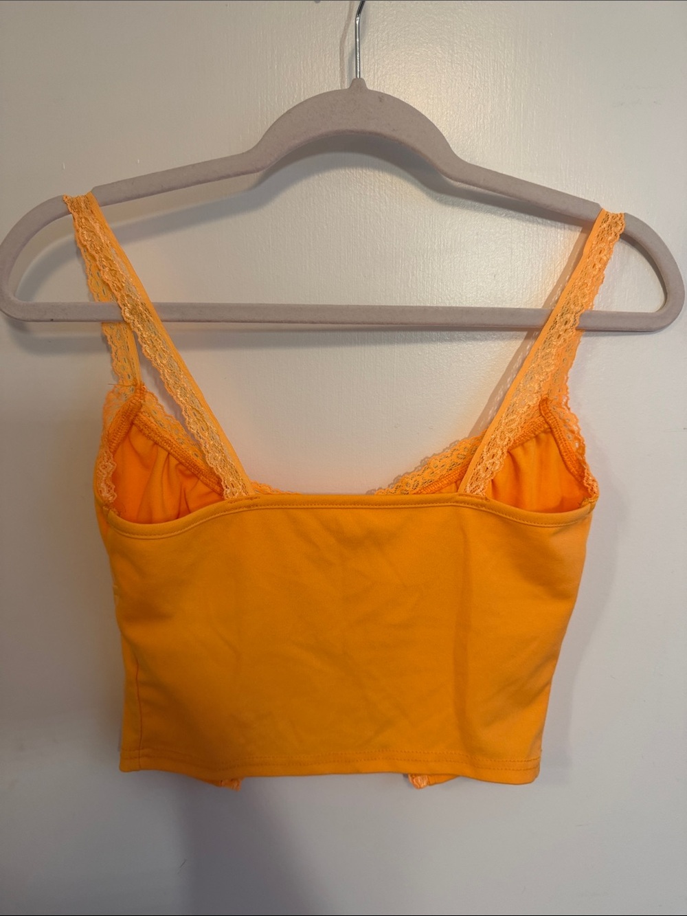 Lace-Trim Orange Cropped Cami Top - Picture 4 of 5